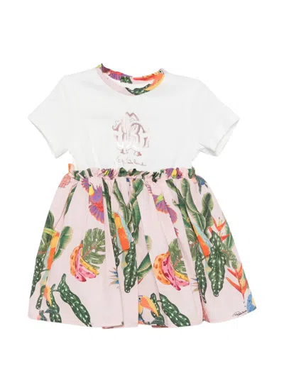 Roberto Cavalli Babies' Tropical-print Ruffled-detail Dress In Multi