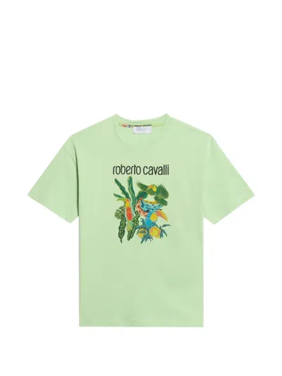 Roberto Cavalli Kids' Tropical-print T-shirt In Green