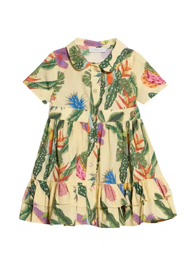 Roberto Cavalli Babies' Tropicana-print Ruffled Dress In Multi