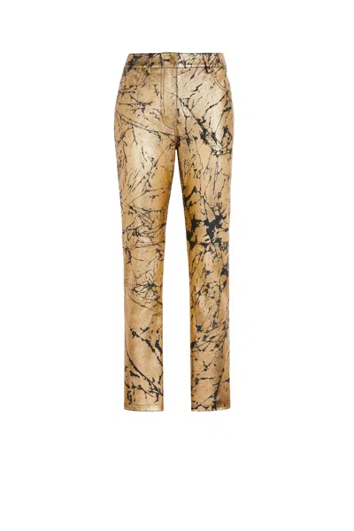 Roberto Cavalli Trousers In Gold/black