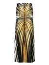 Roberto Cavalli Ray Of Gold Print Palazzo Pants In Grey