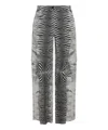 Roberto Cavalli High Waist Zebra Pattern Wide Leg Trousers In White
