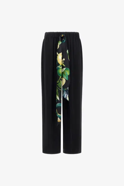 Roberto Cavalli Trousers With Lemon Print Details In Black