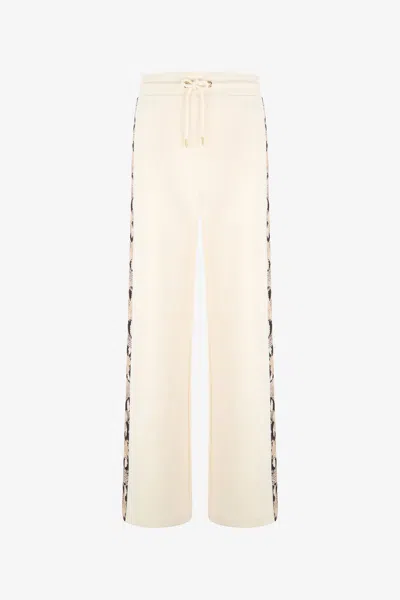 Roberto Cavalli Trousers With Snake Bands In Ivory