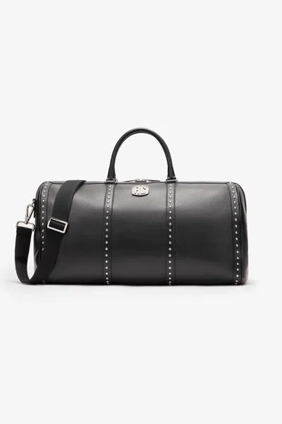 Roberto Cavalli Tumbled Leather Travel Bag In Black