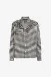 Roberto Cavalli Turquoise-embellished Gingham Jacket In Black/white