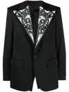 Roberto Cavalli Turquoise-embellished Single-breasted Blazer In Black