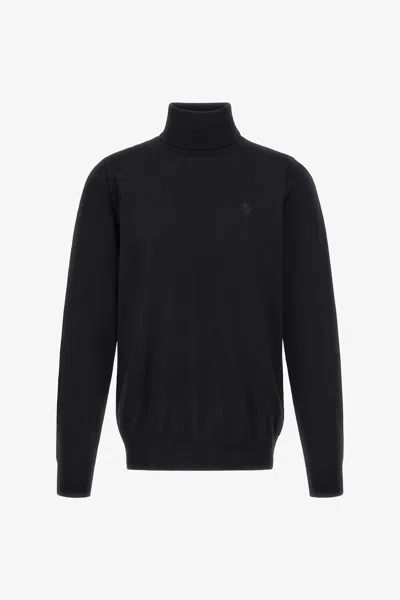 Roberto Cavalli Turtleneck Sweater With Rc In Black