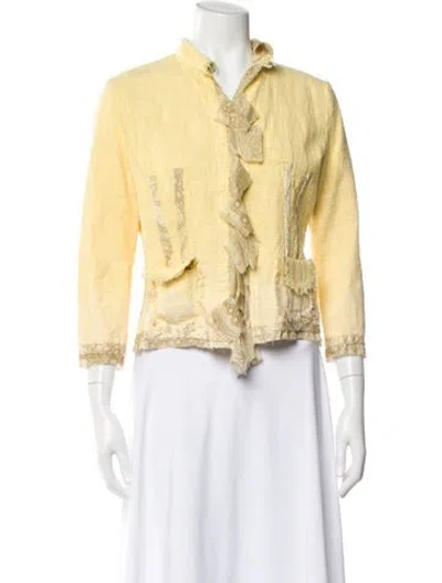 Pre-owned Roberto Cavalli Tweed Pattern Evening Jacket In Yellow