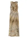 Roberto Cavalli Twisted Animal-print Dress In Brown