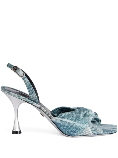 Roberto Cavalli Twisted-design Slingback Sandals In Blue