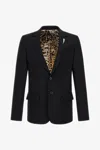 Roberto Cavalli Single-breasted Wool Jacket In Black