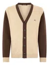 Roberto Cavalli Cardigan With Rc Monogram Patch In Brown