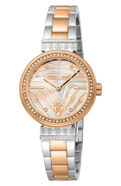 Roberto Cavalli Two-tone Crystal Bracelet Watch, 30mm In Gold