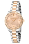 Roberto Cavalli Two-tone Crystal Bracelet Watch, 30mm In Two Tone Silver And Rose Gold
