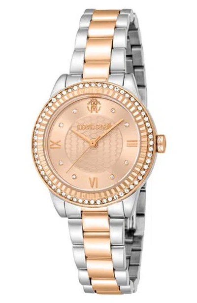 Roberto Cavalli Two-tone Crystal Bracelet Watch, 30mm In Gold