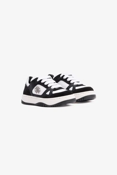 Roberto Cavalli Kids' Two-tone Sneakers With Rc Monogram In Black