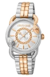 Roberto Cavalli By Franck Muller Two-tone Stainless Steel Swiss Quartz Bracelet Watch, 34mm In Two Tone Silver/rose Gold