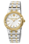 Roberto Cavalli By Franck Muller Two-tone Swiss Quartz Bracelet Watch, 32mm In Two Tone Silver & Gold