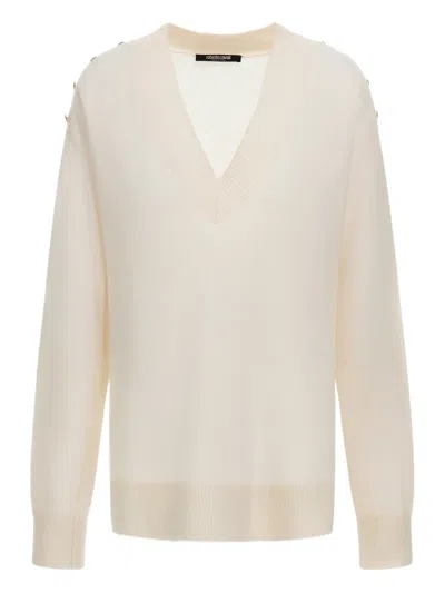 ROBERTO CAVALLI V-NECK BUTTON-EMBELLISHED SWEATER