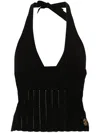 Roberto Cavalli V-neck Crop Top In Black