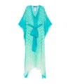 Roberto Cavalli Long Kaftan With Optical Glass Print In Green