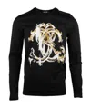 Roberto Cavalli V-neck Long-sleeved T-shirt In Black