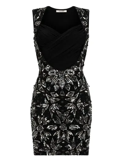 Roberto Cavalli V-neck Midi Dress In Black