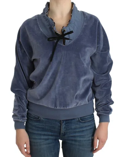 Roberto Cavalli Velvet Cotton Sweatshirt In Blue