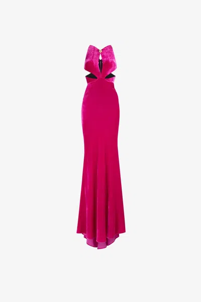 Roberto Cavalli Velvet Cut-out Dress In Red
