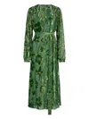 Roberto Cavalli Velvet Floral-print Midi Dress In Green