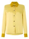 Roberto Cavalli Ochre Silk Shirt With Velvet Inserts In Yellow