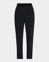 Roberto Cavalli Velvet-waist Straight-leg Ankle Trousers In Nero