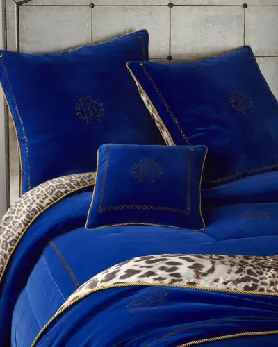 Roberto Cavalli Venezia Comforter In Petrol Blue