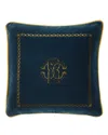 Roberto Cavalli Venezia Velvet Decorative Pillow, 16 X 16 In Petrol Blue