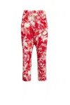 Roberto Cavalli Hydrangea Print Cropped Trousers In Red