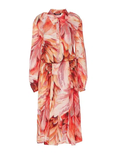Roberto Cavalli Plumage Print Dress In Multicolour