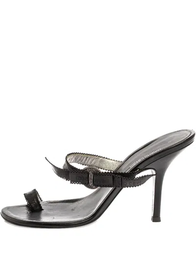 Pre-owned Roberto Cavalli Vintage 100mm  Toe-ring Sandals In Black