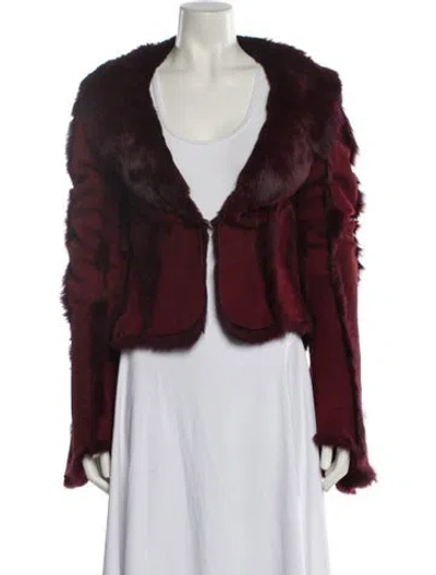 Pre-owned Roberto Cavalli Vintage 1999 Faux Fur Jacket In Red