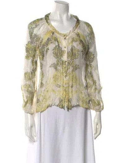 Pre-owned Roberto Cavalli Vintage 2000's Blouse In Yellow