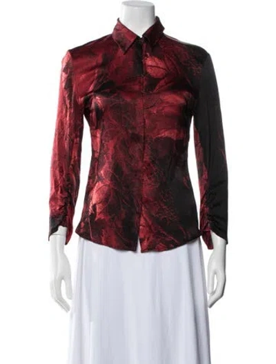 Pre-owned Roberto Cavalli Vintage 2000 Button-up Top In Red