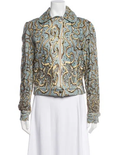 Pre-owned Roberto Cavalli Vintage 2000 Jacket In Blue/brown