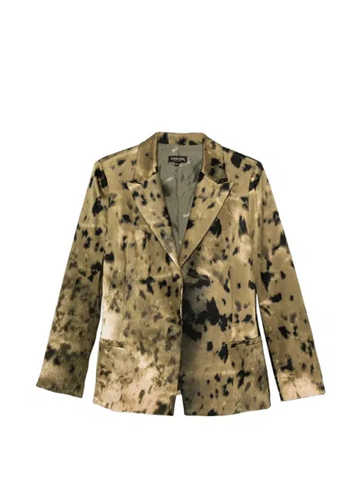 Pre-owned Roberto Cavalli Vintage 2000s Animal-print Blazer In Green