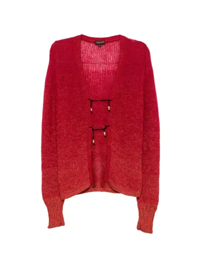 Pre-owned Roberto Cavalli Vintage 2000s Beaded-tie Cardigan In Red