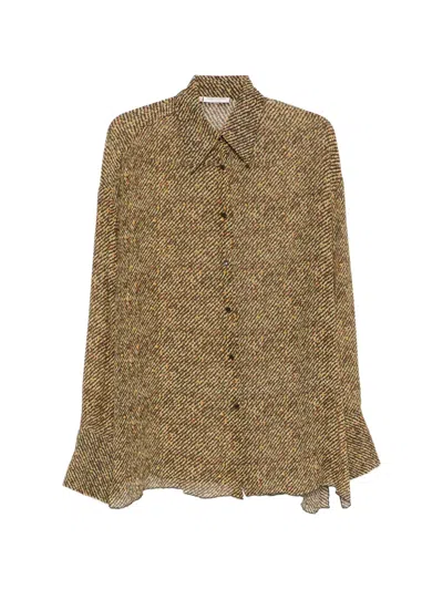 Pre-owned Roberto Cavalli Vintage 2000s Diagonal-stripe Silk Shirt In Brown