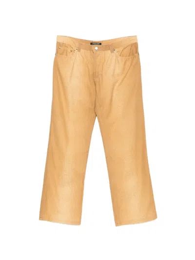 Pre-owned Roberto Cavalli Vintage 2000s Glitter-effect Straight-leg Jeans In Brown