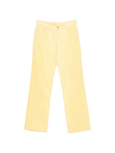 Pre-owned Roberto Cavalli Vintage 2000s Glitter-effect Straight-leg Jeans In Yellow
