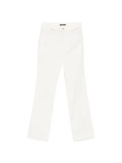 Pre-owned Roberto Cavalli Vintage 2000s Logo-plaque Jeans In White
