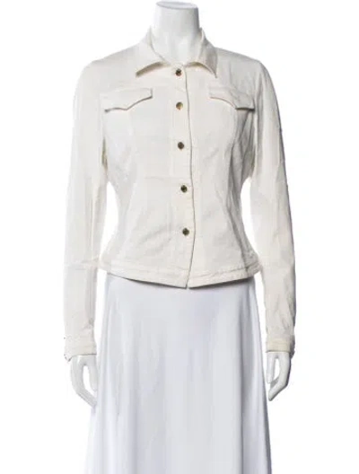 Pre-owned Roberto Cavalli Vintage 2001 Denim Jacket In White