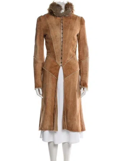 Pre-owned Roberto Cavalli Vintage 2001 Faux Fur Coat In Brown